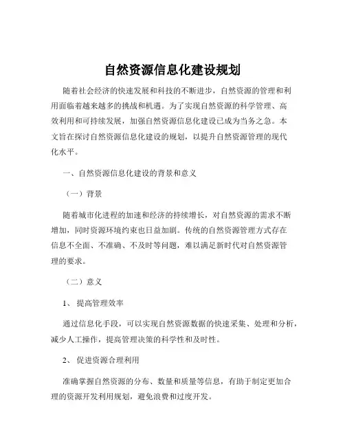 自然资源信息化建设规划