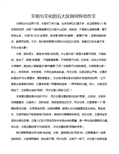 文明与文化的五大区别何怀宏作文