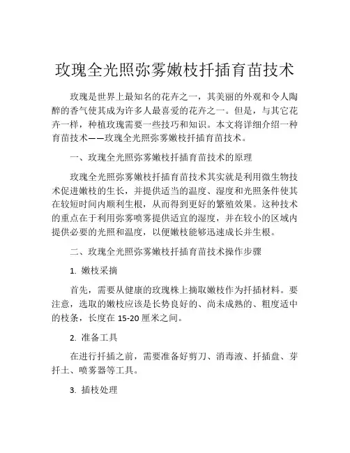 玫瑰全光照弥雾嫩枝扦插育苗技术