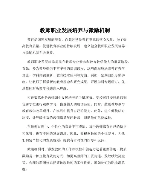 教师职业发展培养与激励机制