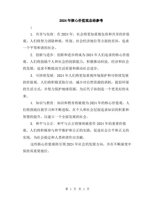 2024年核心价值观总结参考