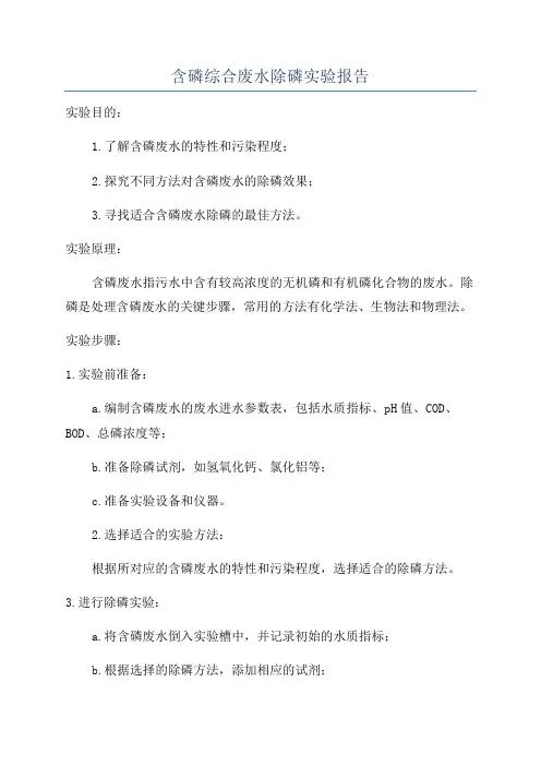 含磷综合废水除磷实验报告