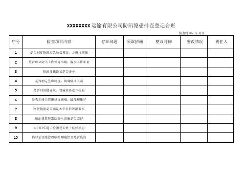 防汛隐患排查登记台账