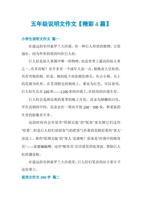 五年级说明文作文【精彩4篇】