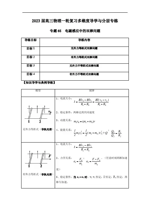 专题65 电磁感应中的双棒问题(解析版)