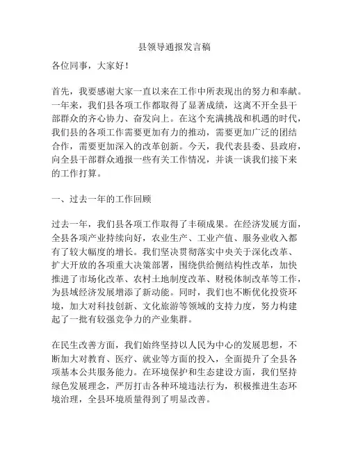 县领导通报发言稿