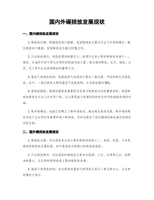 国内外碳排放发展现状