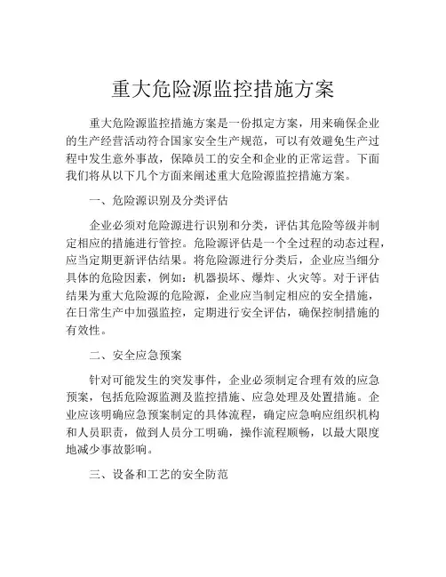 重大危险源监控措施方案