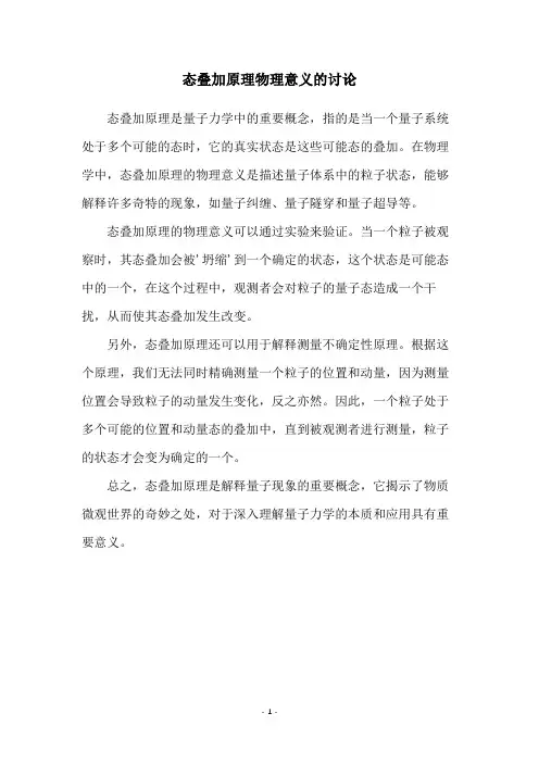 态叠加原理物理意义的讨论