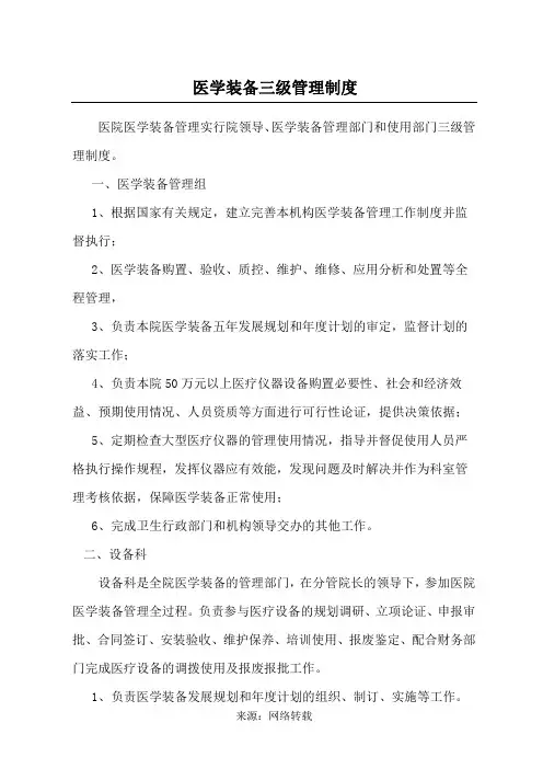 医学装备管理制度考核及考核记录