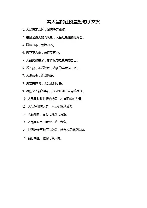 看人品的正能量短句子文案