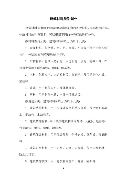 建筑材料类别划分