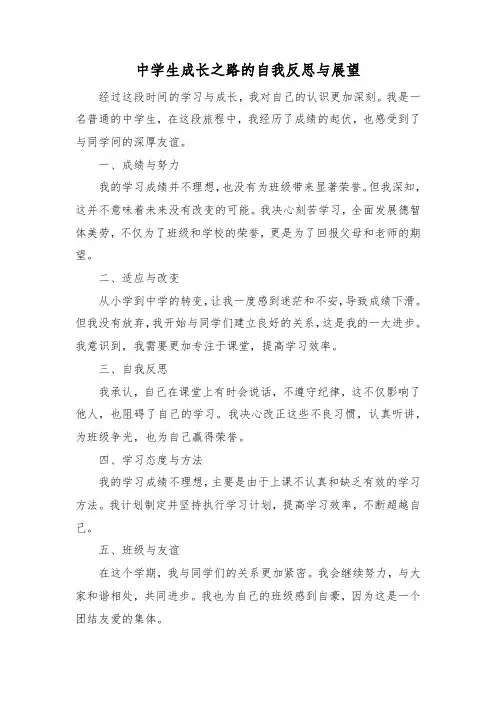 中学生成长之路的自我反思与展望