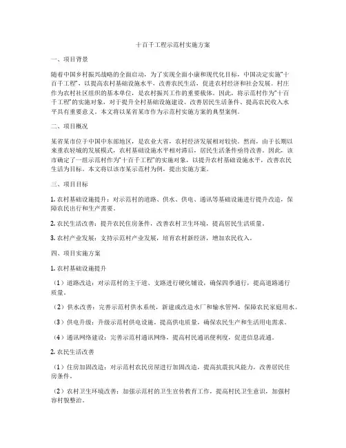 十百千工程示范村实施方案