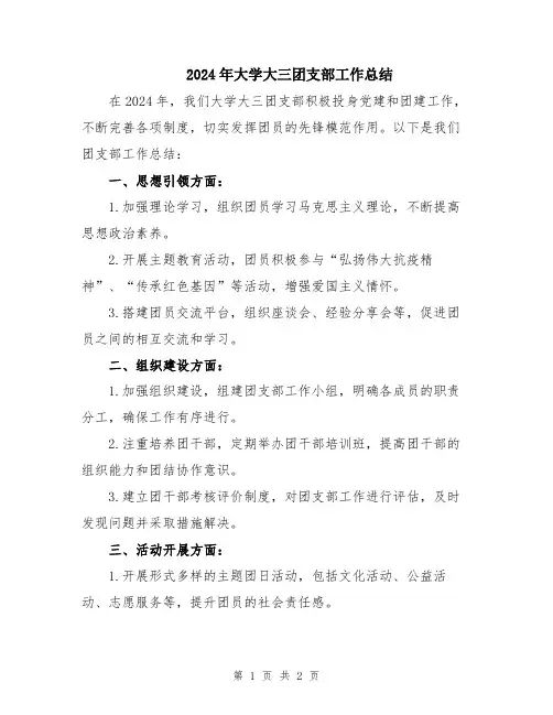 2024年大学大三团支部工作总结