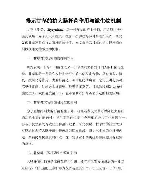 揭示甘草的抗大肠杆菌作用与微生物机制