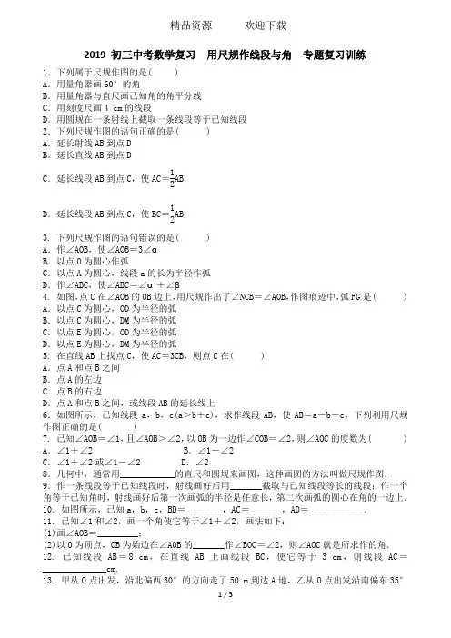 初三中考数学复习  用尺规作线段与角  专题复习训练 含答案