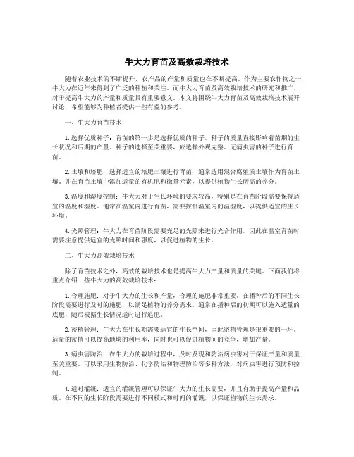 牛大力育苗及高效栽培技术
