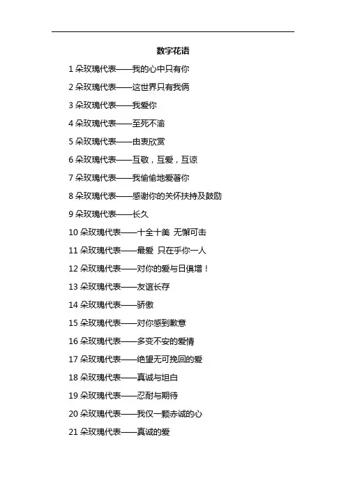 最新数字花语大全讲课教案