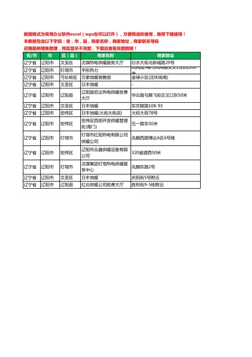 2020新版辽宁省辽阳市暖通工商企业公司商家名录名单黄页联系电话号码地址大全13家