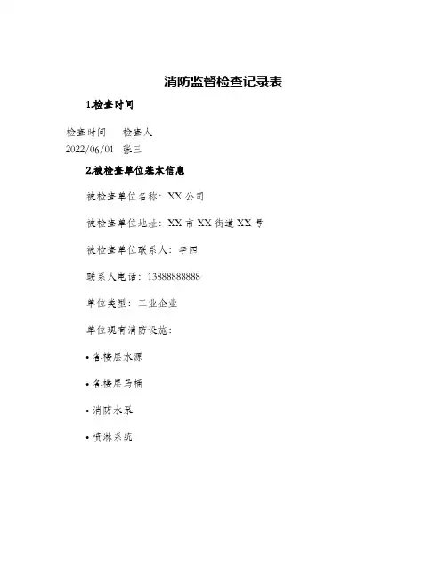 2024年消防监督检查记录表