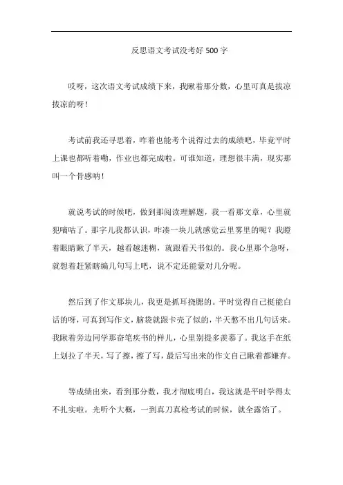 反思语文考试没考好500字