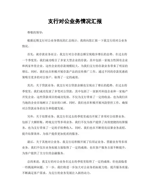 支行对公业务情况汇报