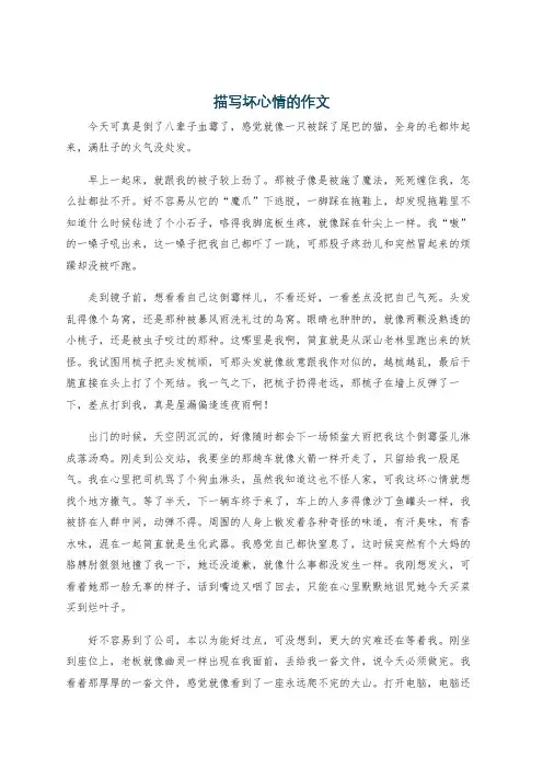 描写坏心情的作文