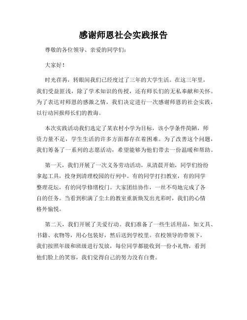感谢师恩社会实践报告