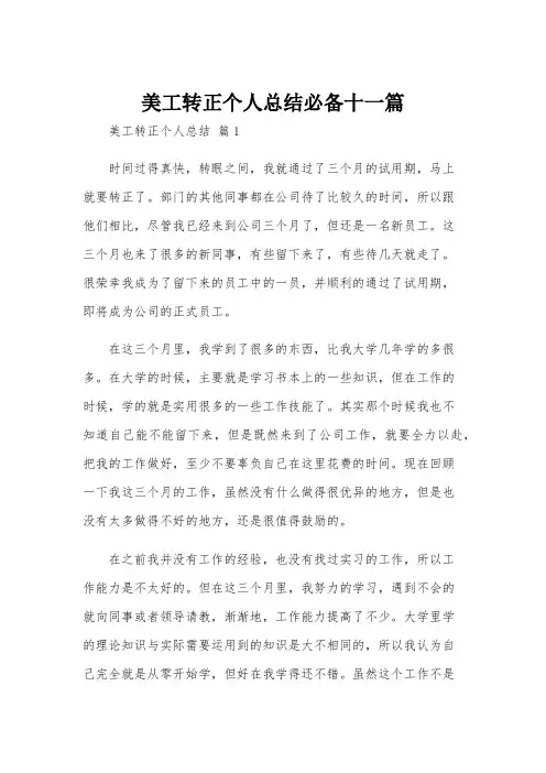 美工转正个人总结必备十一篇