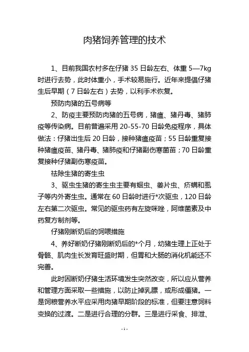 肉猪饲养管理的技术