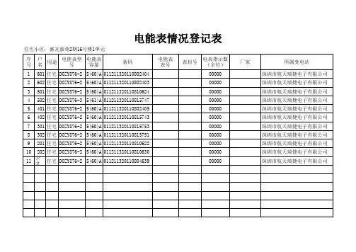 电能表情况登记表