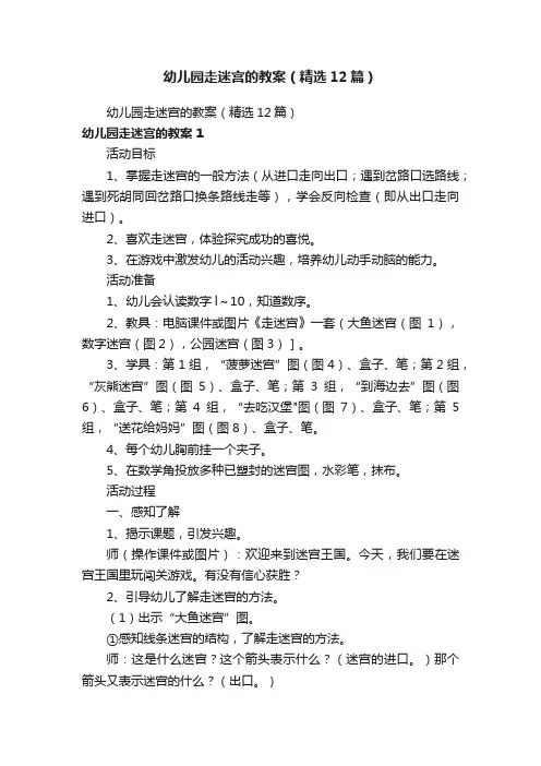 幼儿园走迷宫的教案（精选12篇）