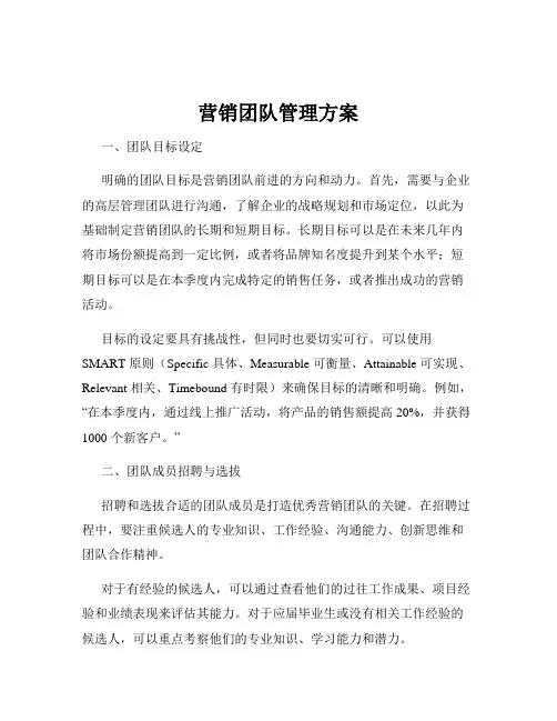 营销团队管理方案