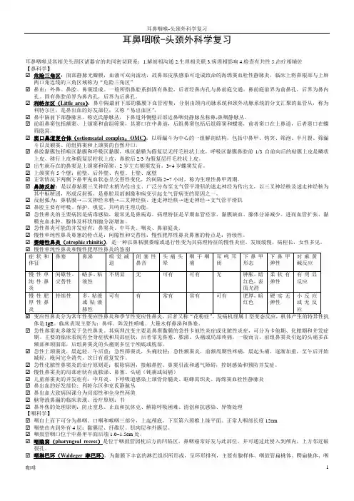 耳鼻咽喉头颈外科学复习材料
