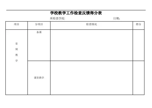 学校教学工作检查反馈得分表