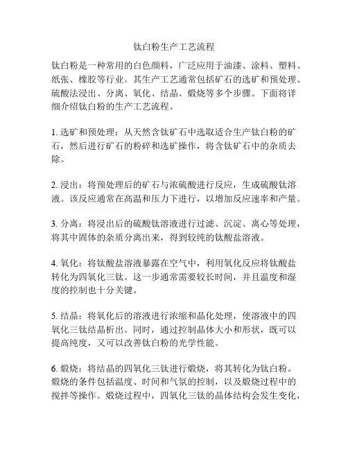 钛白粉生产工艺流程