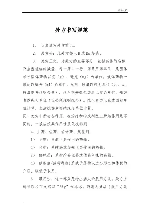 处方书写规范模版