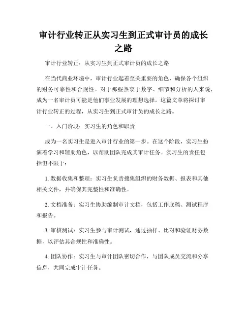 审计行业转正从实习生到正式审计员的成长之路