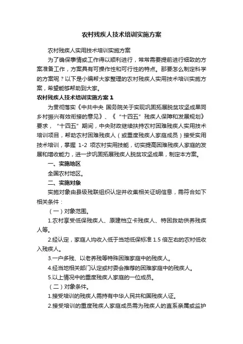 农村残疾人技术培训实施方案