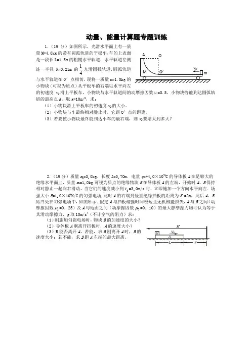 高三物理动量、能量计算题专题训练