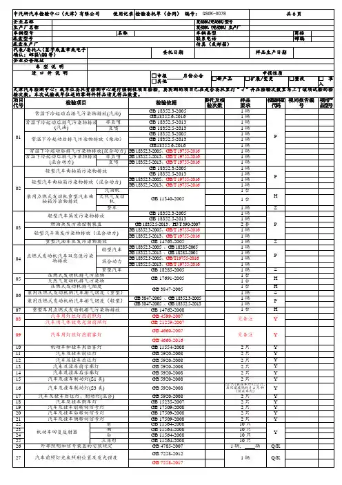 强制性项目检验统计表-国家轿车质量监督检验中心