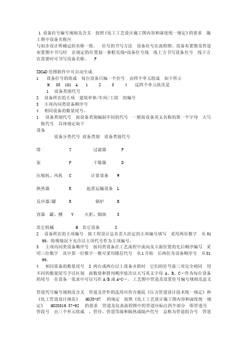 设备位号编号规则及含义!