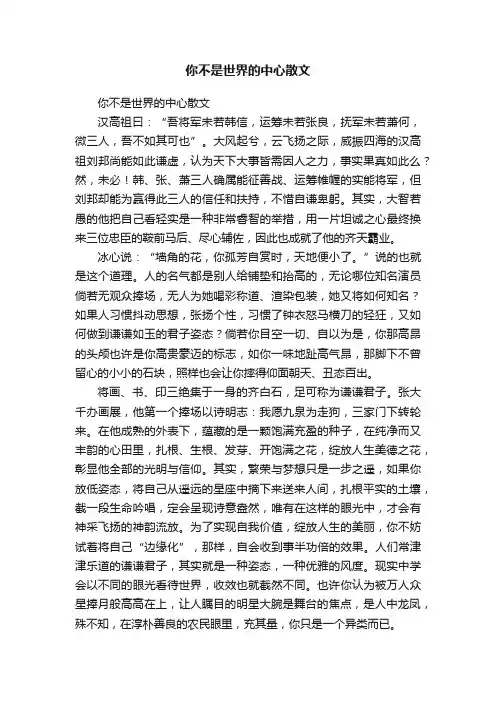 你不是世界的中心散文