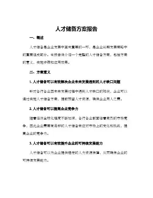 人才储备方案报告