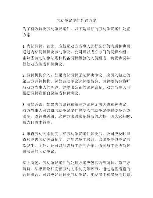 劳动争议案件处置方案