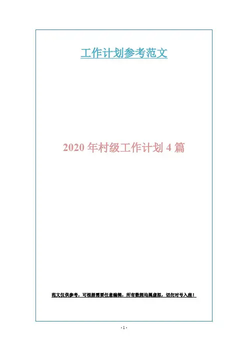 2020年村级工作计划4篇