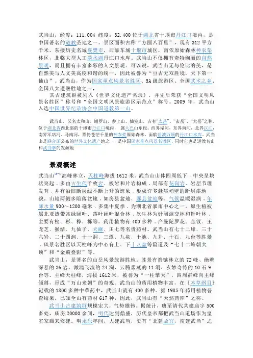武当山资料