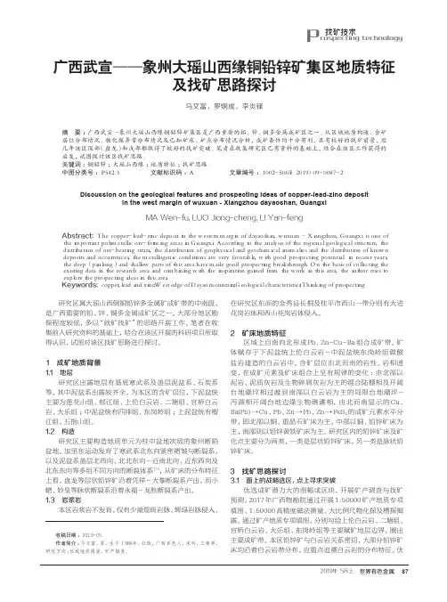 广西武宣--象州大瑶山西缘铜铅锌矿集区地质特征及找矿思路探讨