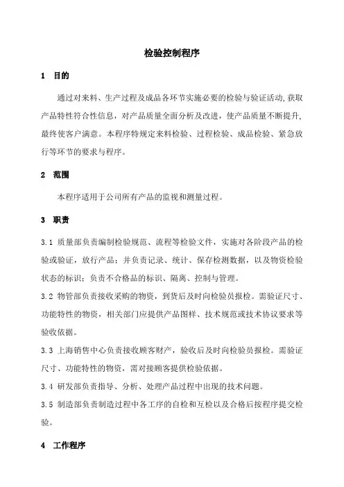 检验控制程序